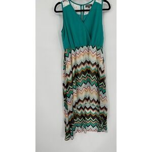 Umgee Usa Womens Size M Green Sleeveless High Low Dress - No Belt